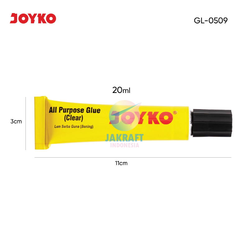 

(1 Pcs) Lem Bening Serbaguna JOYKO GL-0509 All Purpose Adhesive Glue Clear 20ml Kertas Kain Karton Karet Plastik Kayu Seperti UHU