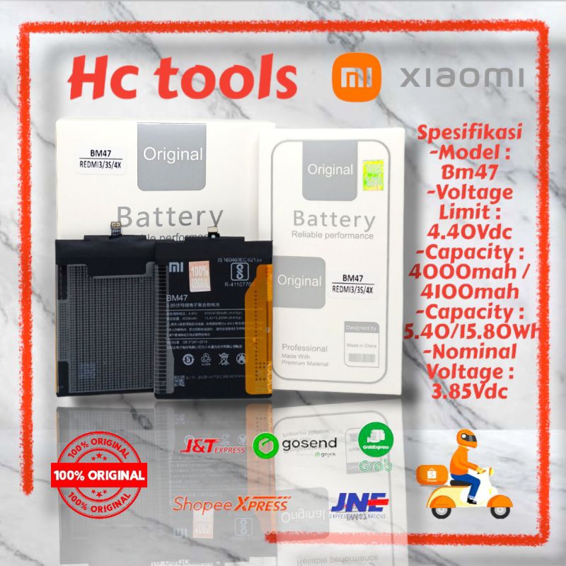 Batre Baterai Battery Xiaomi Redmi 3/3s/4x BM47 ORIGINAL 100%