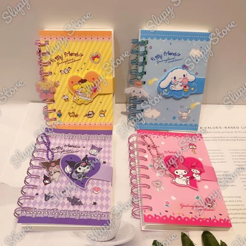 

Buku memo ring notes note notebook notepad catatan kecil gantungan My Melody Kuromi Pompompurin Cinnamoroll