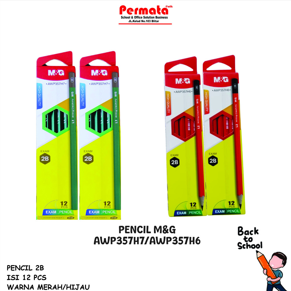 

PENCIL 2B GRAPHITE HEXAGONAL M&G COCOK UNTUK UJIAN SEKOLAH #AWP 357H7#AWP 357H6 1 PACK(12 PCS)