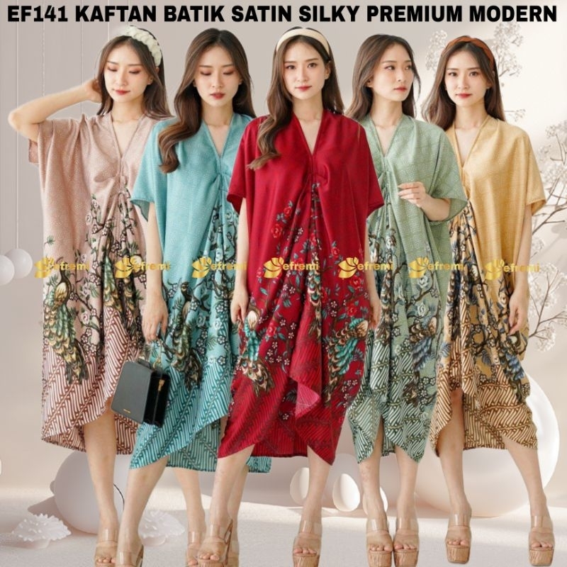 ESA141 BCY KAFTAN BATIK SATIN PREMIUM KAFTAN BATIK KONDANGAN WANITA KAFTAN PESTA KAFTAN BATIK SATIN 