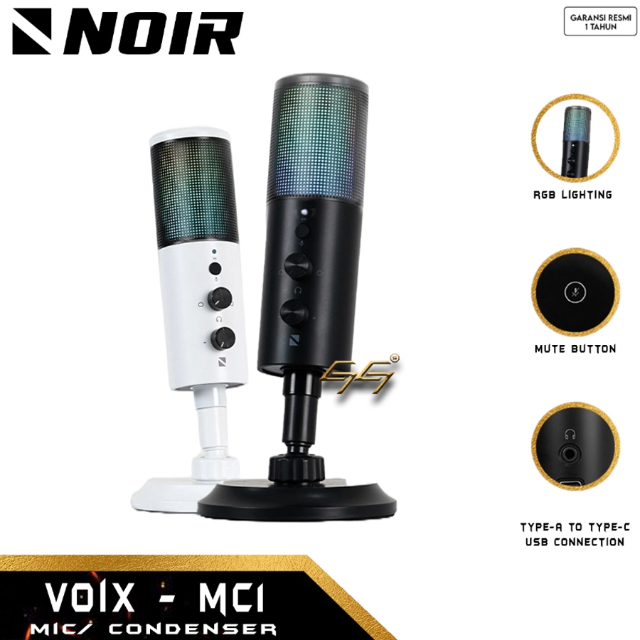 NOIR VOIX MC1 MC-1 MC 1 Condenser Microphone Streaming Gaming USB Type-C With RGB