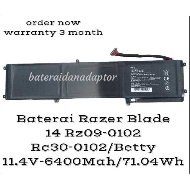 Baterai Laptop Razer Blade 14 RZ09-0102 RZ09-0116/BETTY