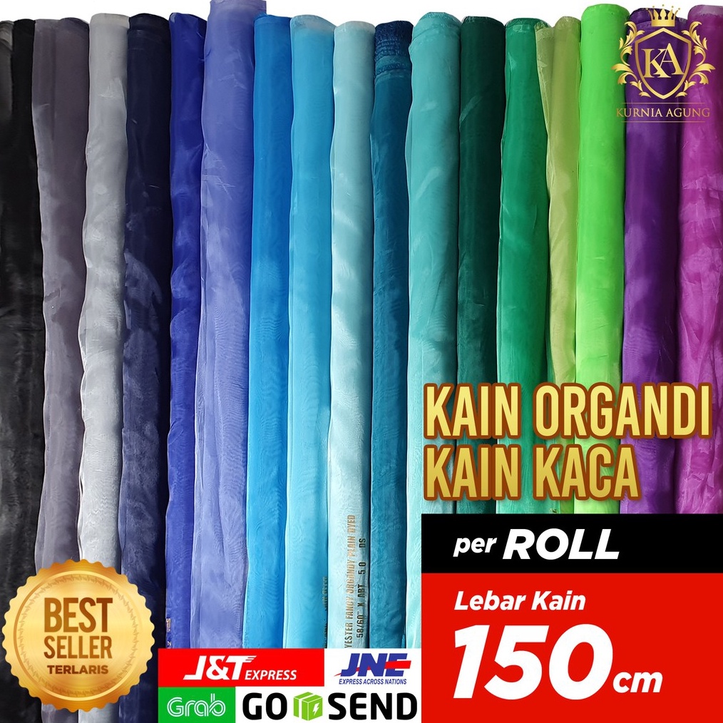 KODE D1S Kain Organdi Kain Kaca Lebar 15 cm Ter Murah Laris Bahan Dekorasi Gaun Hijab Gulungan ROLL 