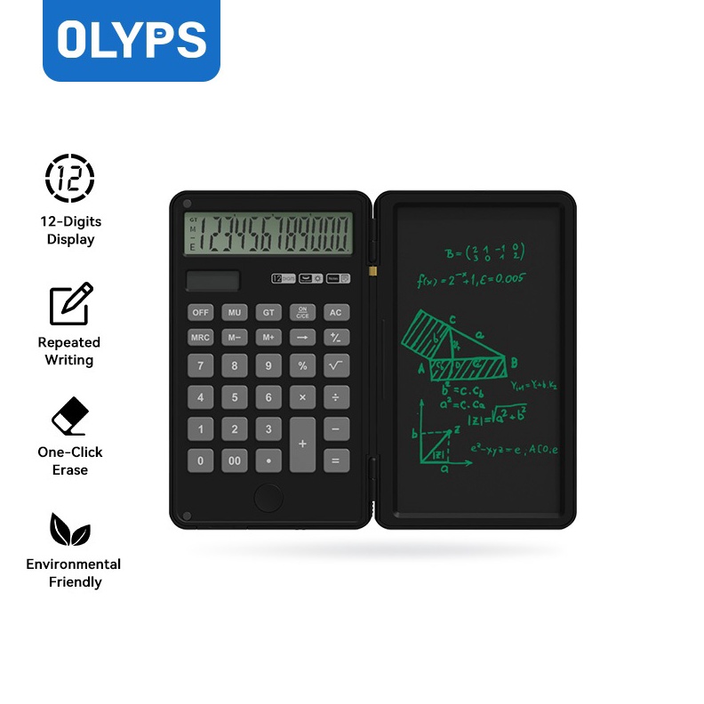 

OLYPS Kalkulator Foldable Scientific Calculator 12Digit with Erasable LCD Writing Pad q I5S4