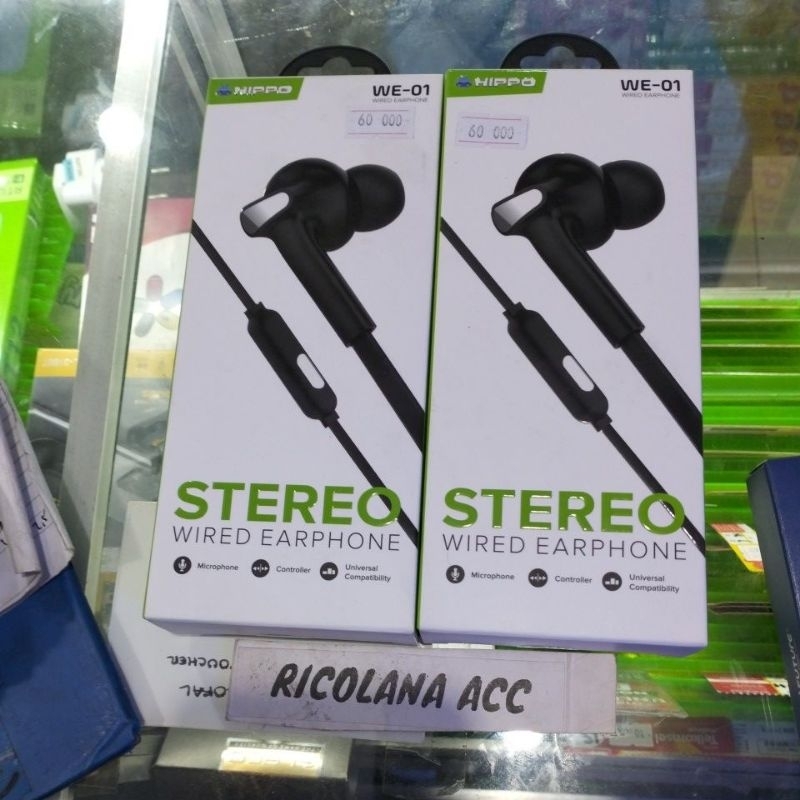 HF/HEADSET/EARPHONE/HIPPO WE-01 SUPERBASS/HF HIPPO MURAH WE-01 EXTRA BASS GROSIR MURAH