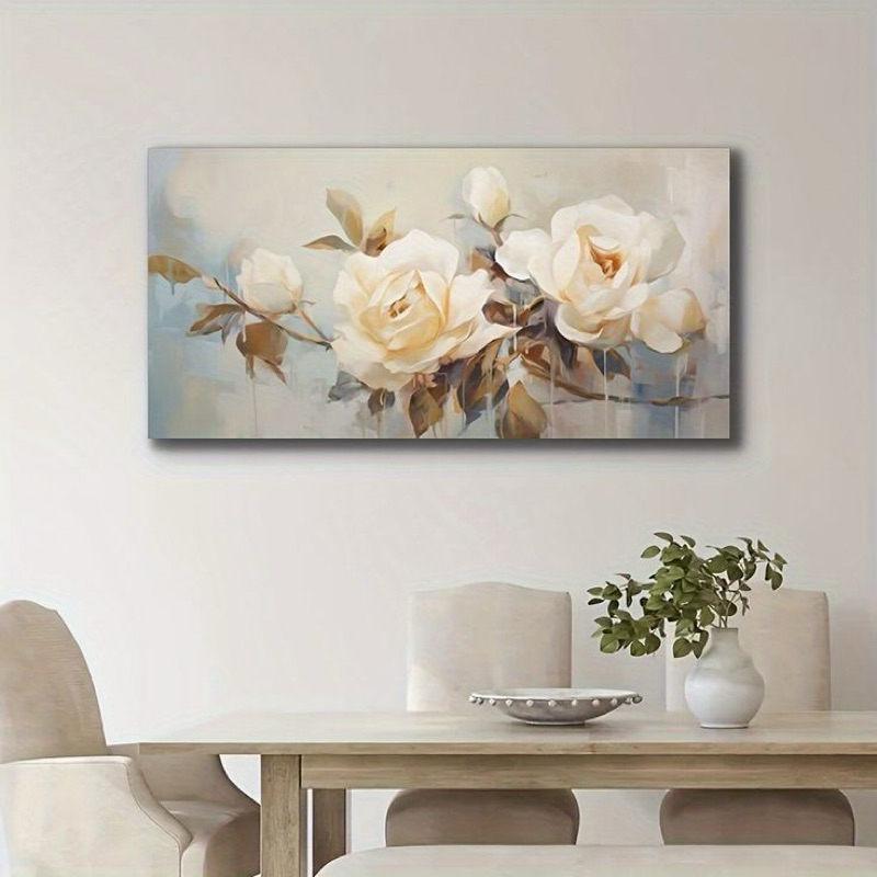 Lukisan dinding minimalis modern bunga putih untuk pajangan dinding rumah