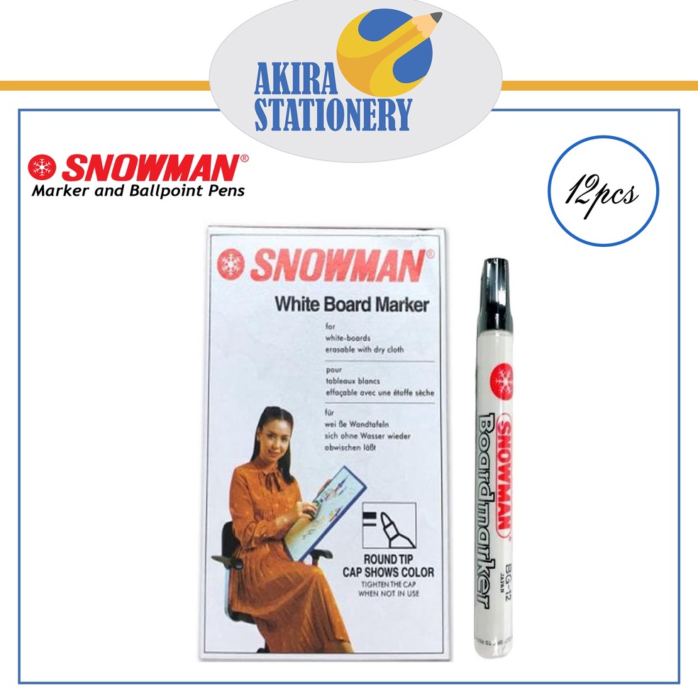 

SPIDOL SNOWMAN BG 12 BOARD MARKER PAPAN TULIS NON PERMANENT 12 PCS l S7Z5