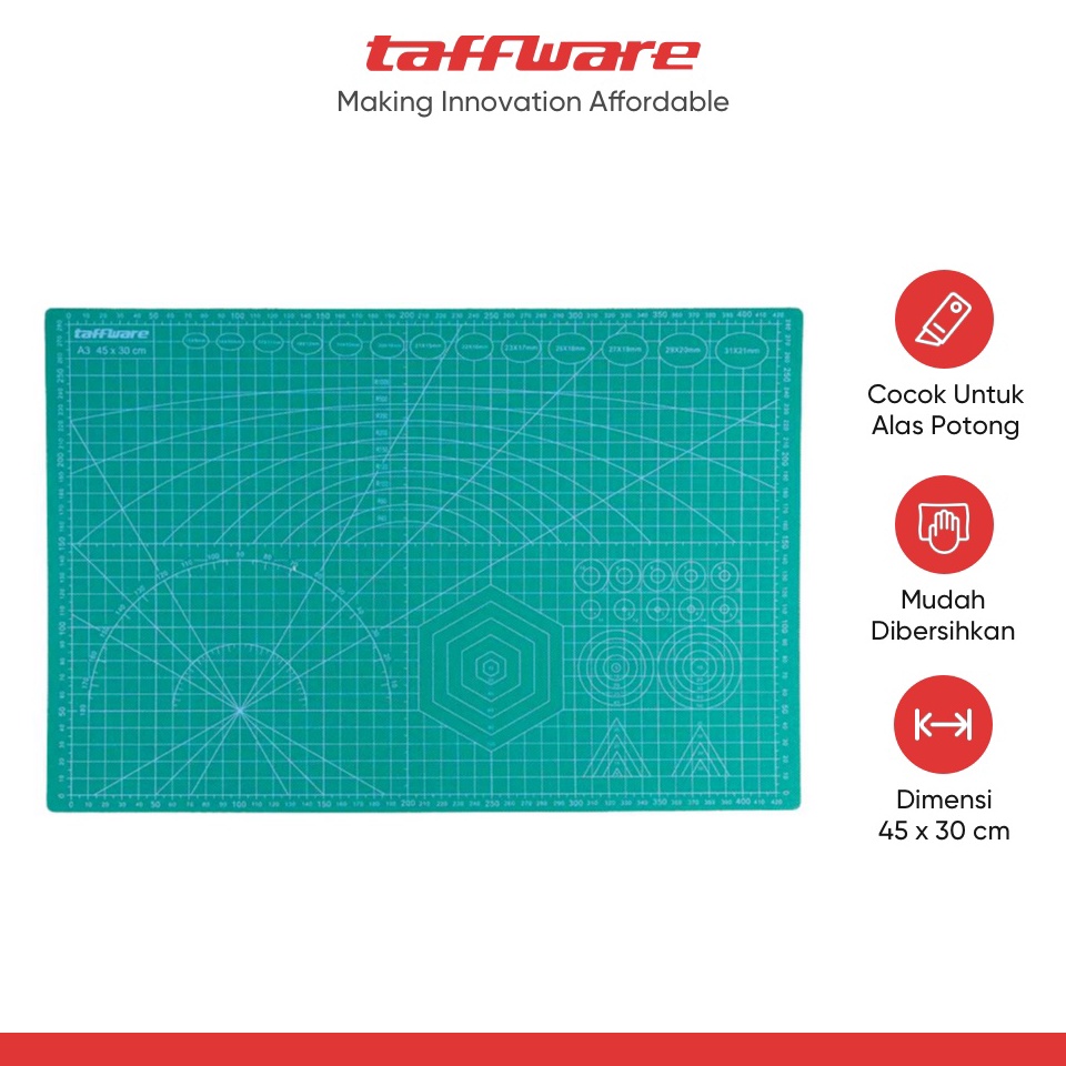 

Taffware Work Cutting Mat Pad A3 45 x 3cm Green l V8T9
