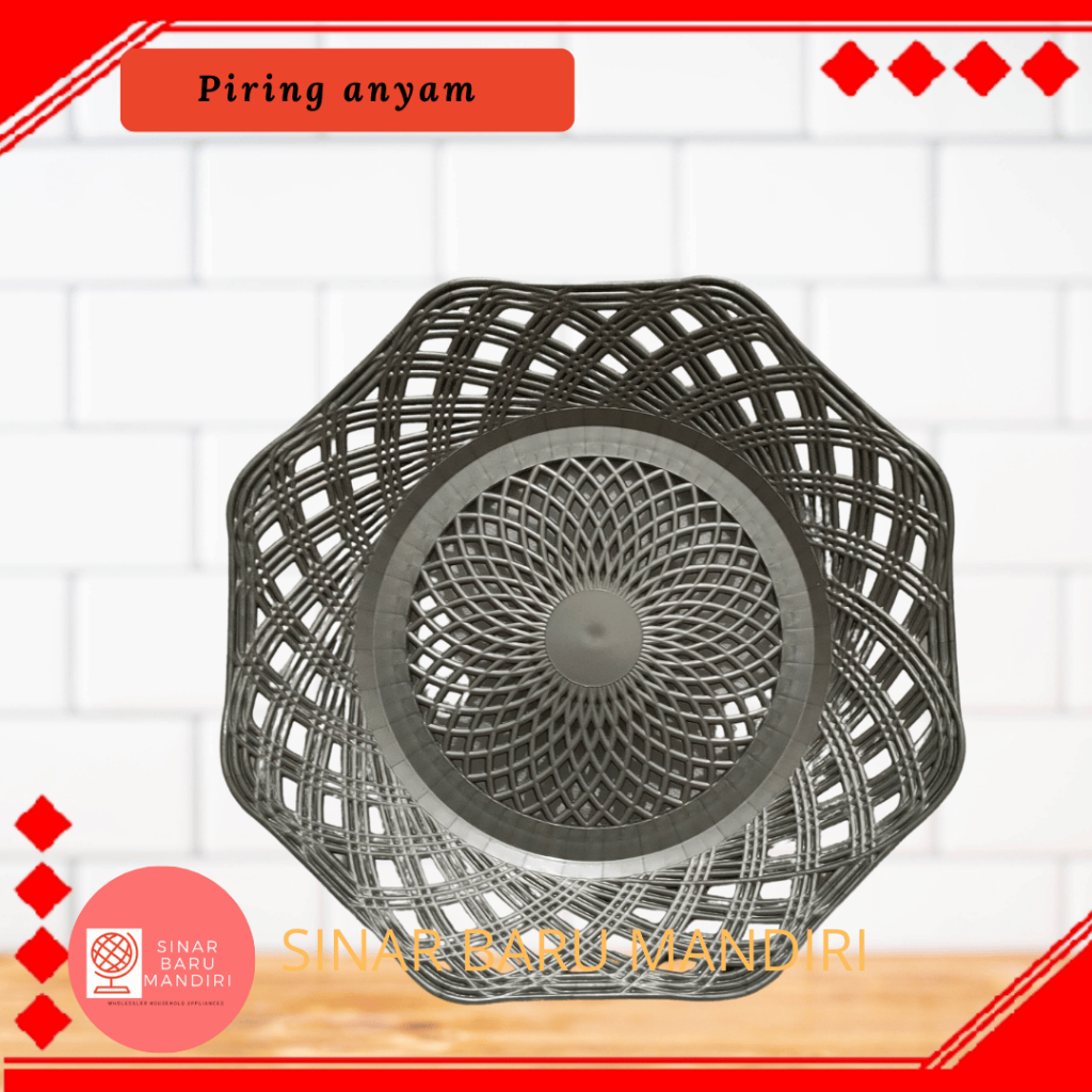 Piring plastik anyam/ piring anyam / Piring anyam Lunar / piring anyam segi 8