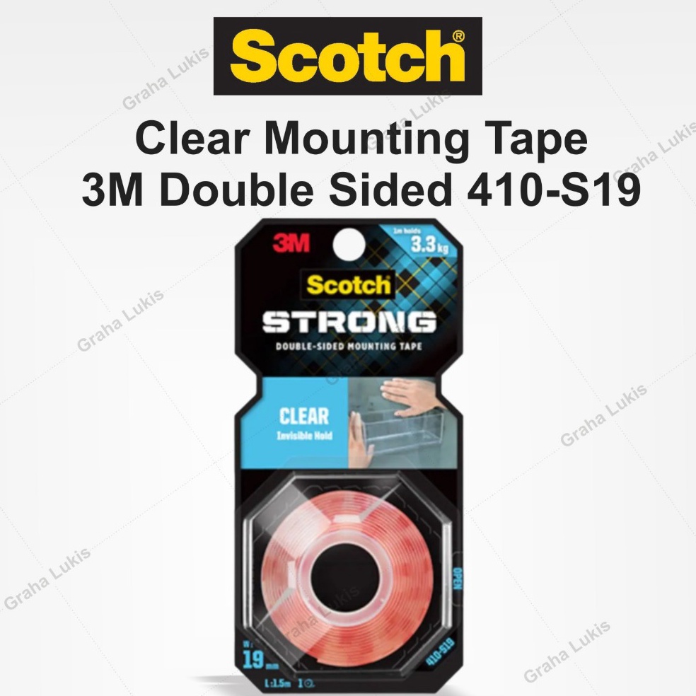 

3M SCOTCH STRONG Clear Mounting Tape Double Sides Double Tape 41S19 Transparant n Y2Z3