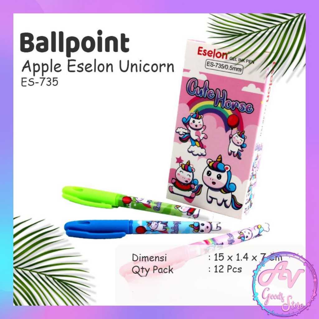 

ballpoint / 12pcs pulpen gel karakter / PULPEN UNICORN CUTE HORSE ES-735 (1LUSIN)