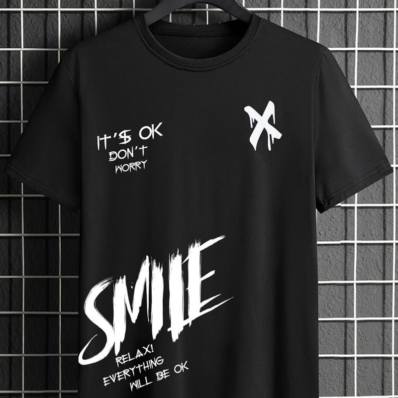 Kaos It's OK Don't Worry - Smile Relax Everything Will Be OK Tshirt 100% Cotton Black | Shortsleeve 