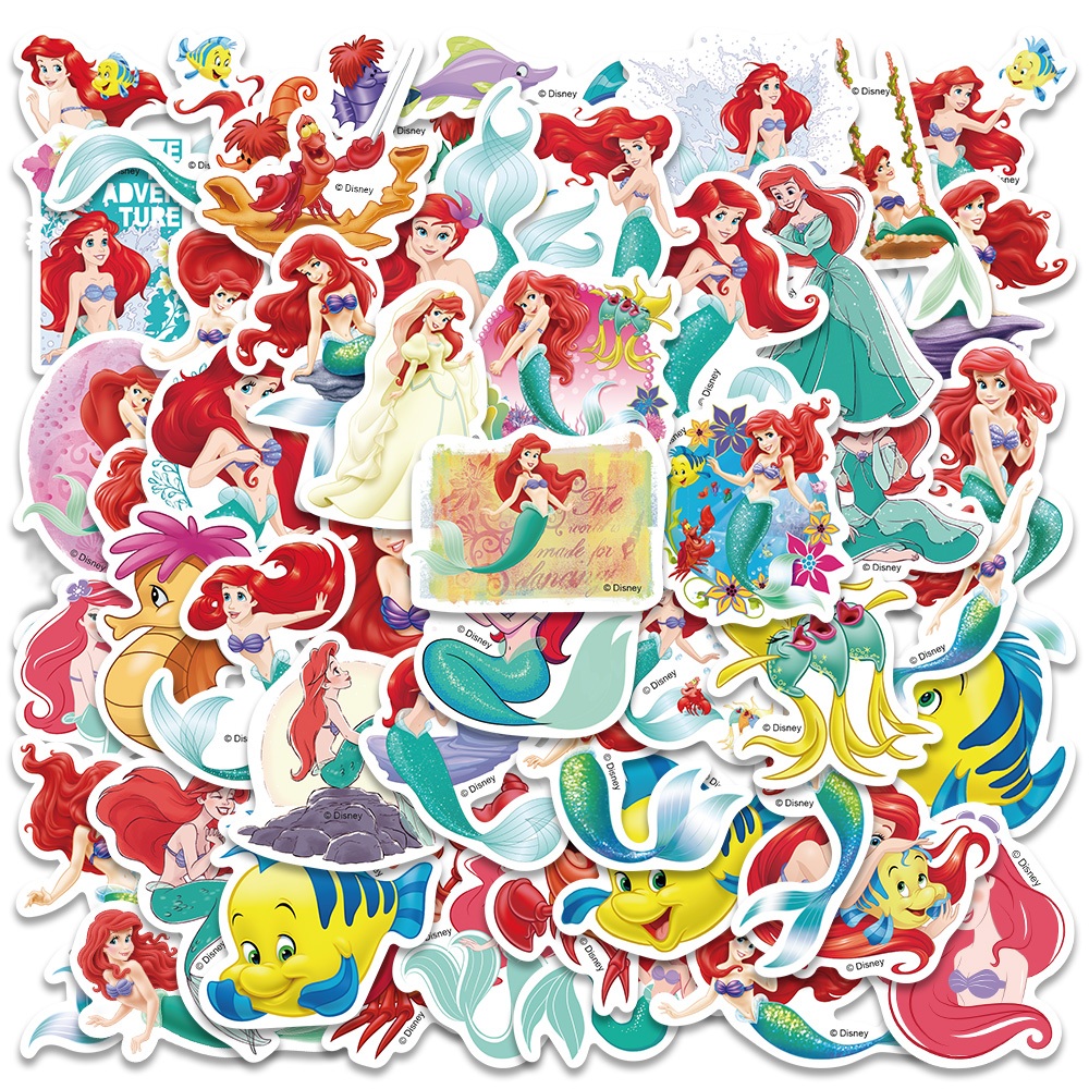 

[50PCS]Disney Kartun Stiker Ariel The Little Mermaid Stiker Kualitas tinggi Tahan Gores Decal Vinyl Anti Air- Sticker Aesthetic Buku Journal Koper Casing HP Tablet Laptop Helm Motor