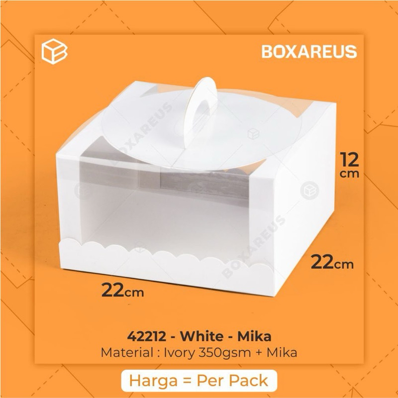 

Box Putih Transparan 22 x 22 x 12 cm Packaging Box Cake