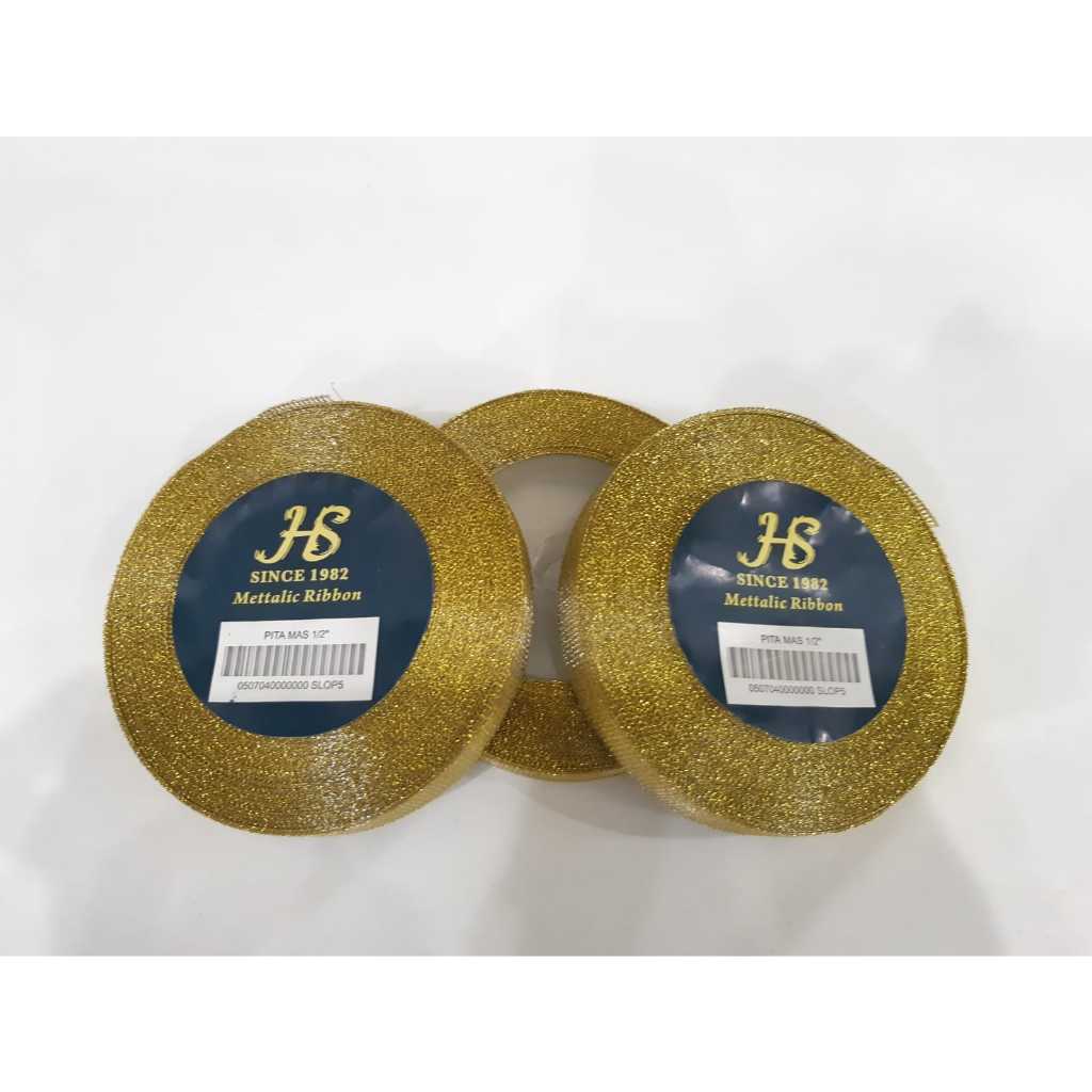 

Pita emas pita perak / pita gold pita silver pita kado 1/2 Inch / 1,2 cm / Per Roll