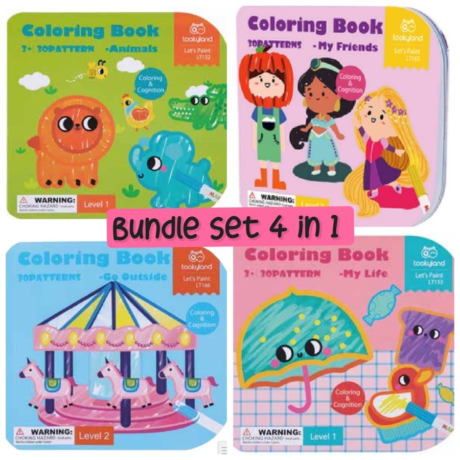 

Tookyland Coloring Book Bundle set 4 in 1 Paket Buku Mewarnai Animals Friends Go Outside My Life Paket Import