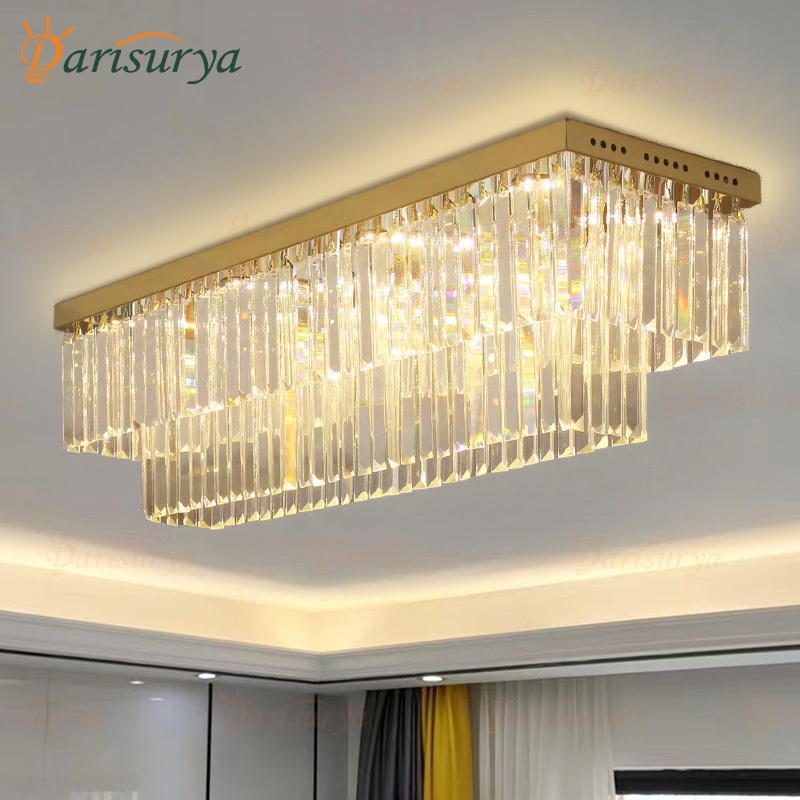Lampu Gantung kristal Chandelier 50cm mewah 3 warna Lampu Gantung Ruang tamu/Ruang Makan/MiniBar AMG