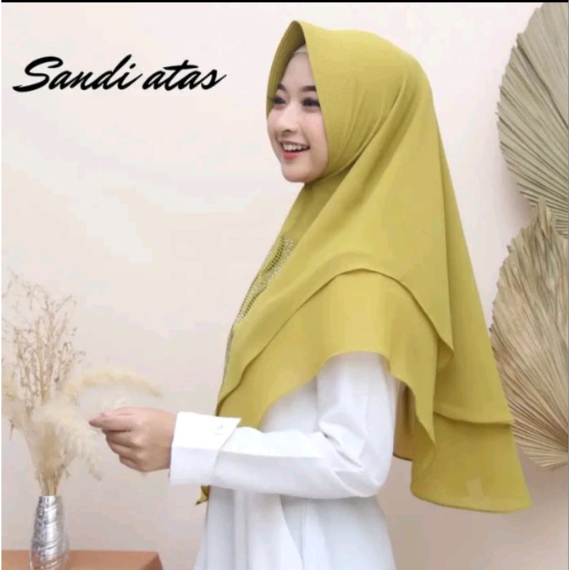 HIJAB PAYET SANDI ATAS ORIGINAL BY RIZKY COLECTION KHIMAR PAYET SANDI ATAS BEST SELLER