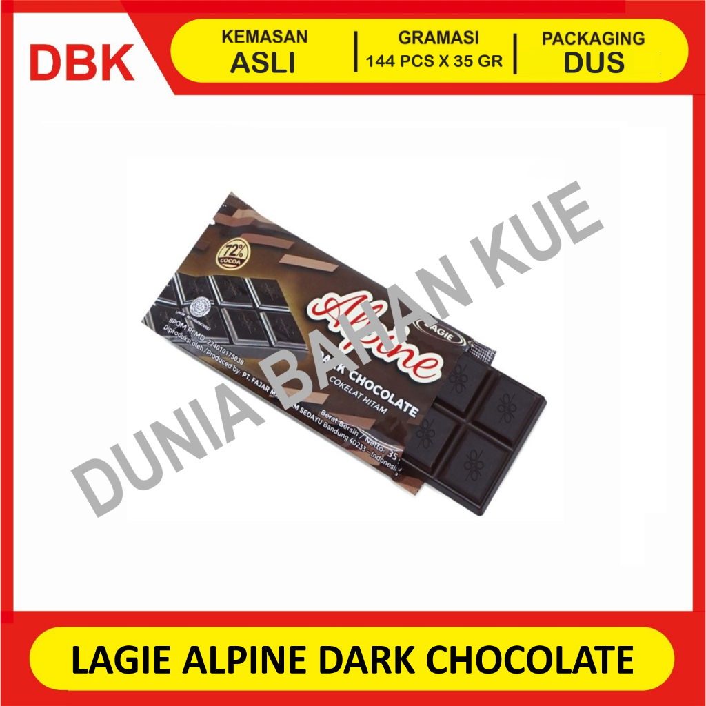 

LAGIE ALPINE DARK CHOCOLATE / COKELAT HITAM 35 GR - 1 DUS 144 PCS
