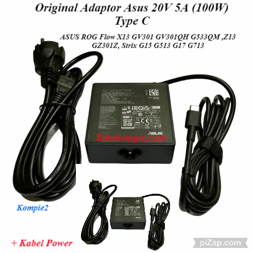 Original Adaptor Laptop ASUS 20V 5A (100W) Type C / For Asus ROG Flow X13 GV301 Z13 GZ301Z Strix G15