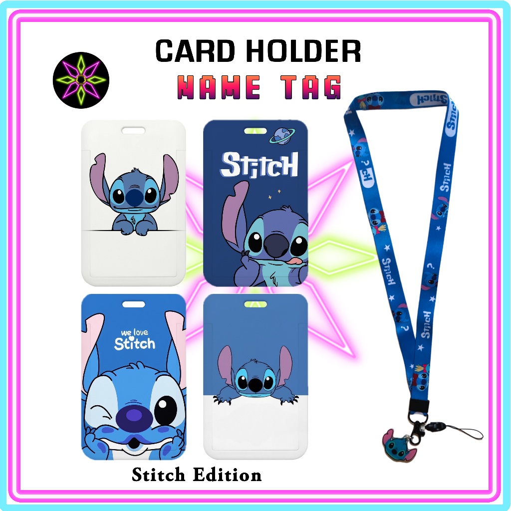 

Hikari Print ID Card Holder + Lanyard Stitch Edition Nametag Dengan Tali Card Holder Tempat Kartu Stitch Tali