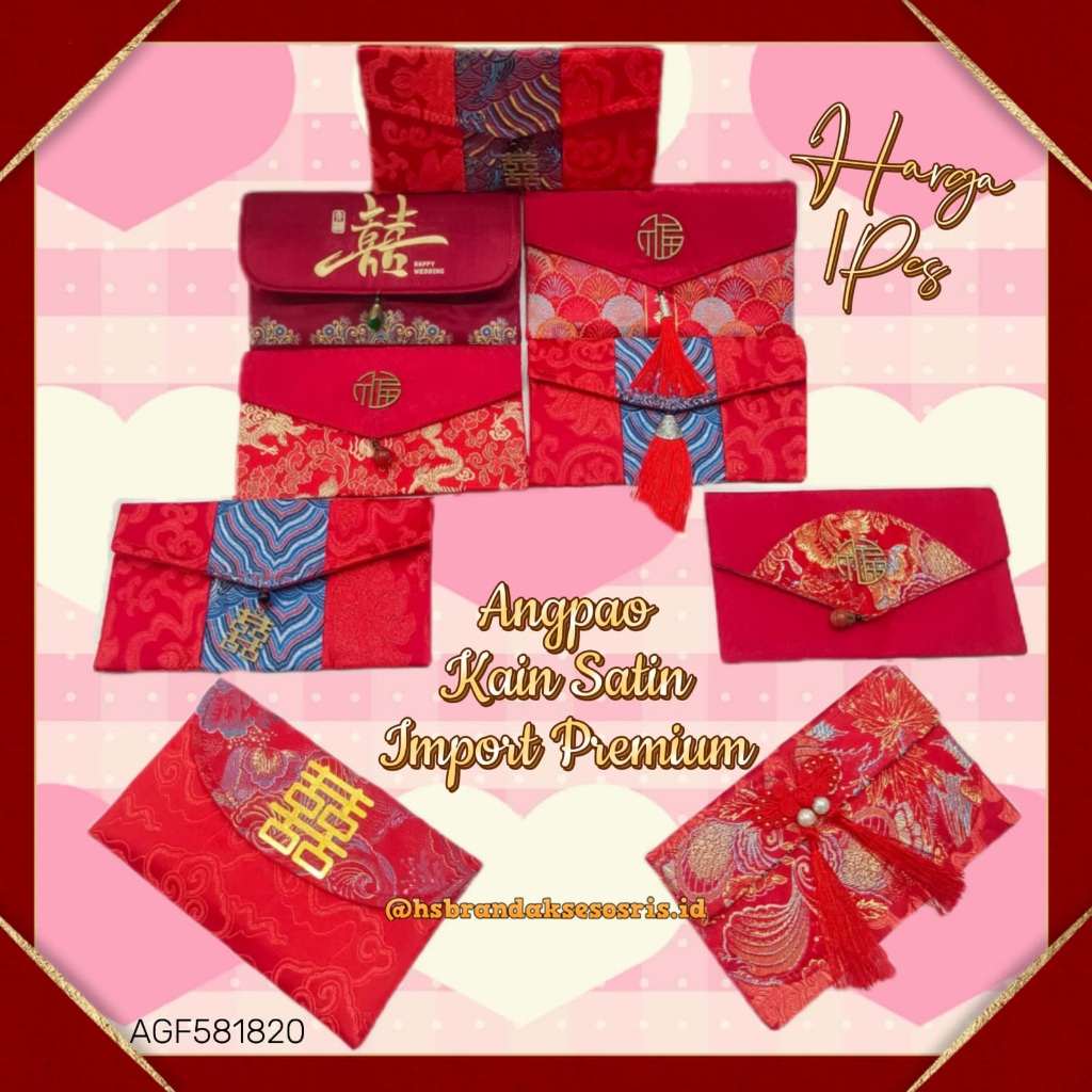 

ANGPAO KAIN SATIN IMPORT PREMIUM / ANGPAO WEDDING RUMBAI / ANGPAU SANGJIT / ANGPAU KAIN HOK / ANGPAO NIKAH SHUANG XI / ANGPAO IMLEK / POUCH WEDDING / AGF58182