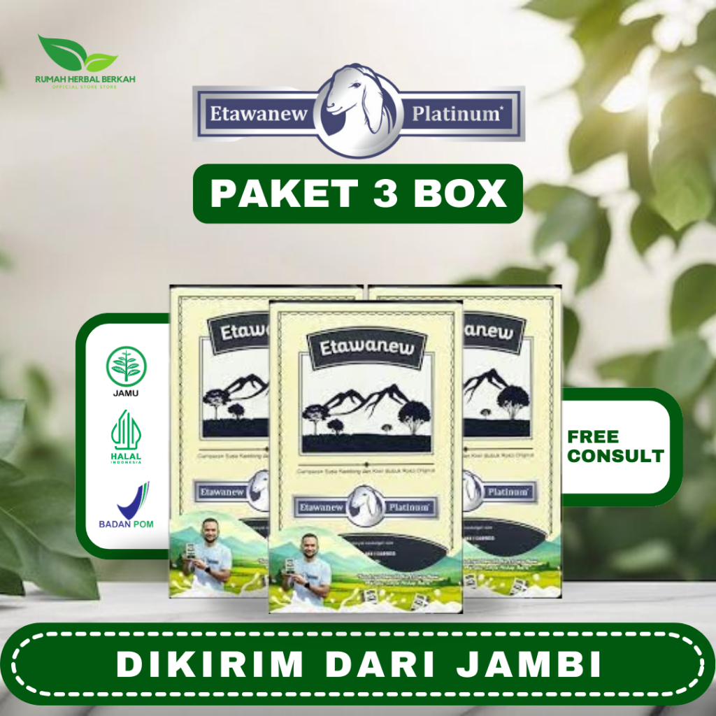 

ETAWAKU PLATINUM (3 BOX)- Susu Kambing Etawa Murni No. 1 Terbaik di Indonesia Bantu Mengatasi Gangguan Pernapasan, Sesak Napas, Asma dan Menjaga Kesehatan Tulang dan Sendi, Mengatasi Nyeri Sendi, Asam Urat, Rematik 100% Original 200 gram, Halal BPOM