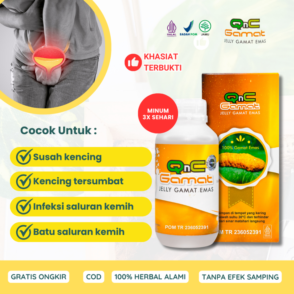 Obat Susah Kencing Tersumbat Batu Saluran Kemih Infeksi Anyang Anyangan QnC Jelly Gamat