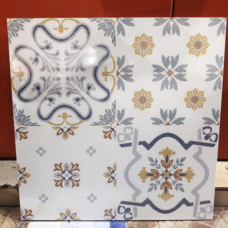 keramik 50x50 motif batik (mengkilap- glossy) / keramik dekoratif/ keramik lantai dapur/ keramik din