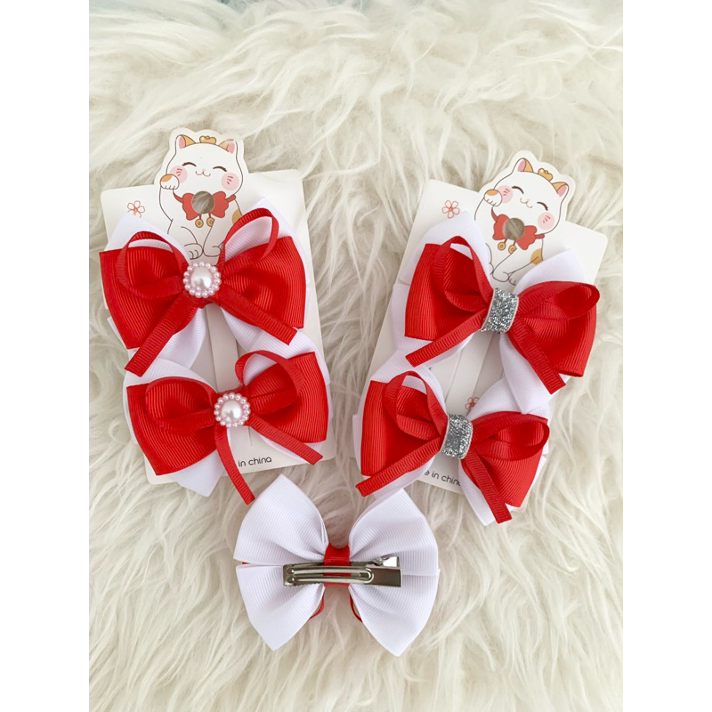 Jepit rambut merah putih || pita rambut merah putih || jepitan merah putih