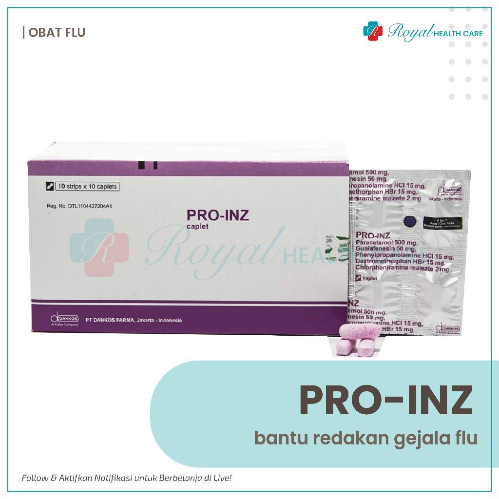 PRO-INZ STRIP 10 Kaplet Meringankan Flu, Batuk Disertai Demam