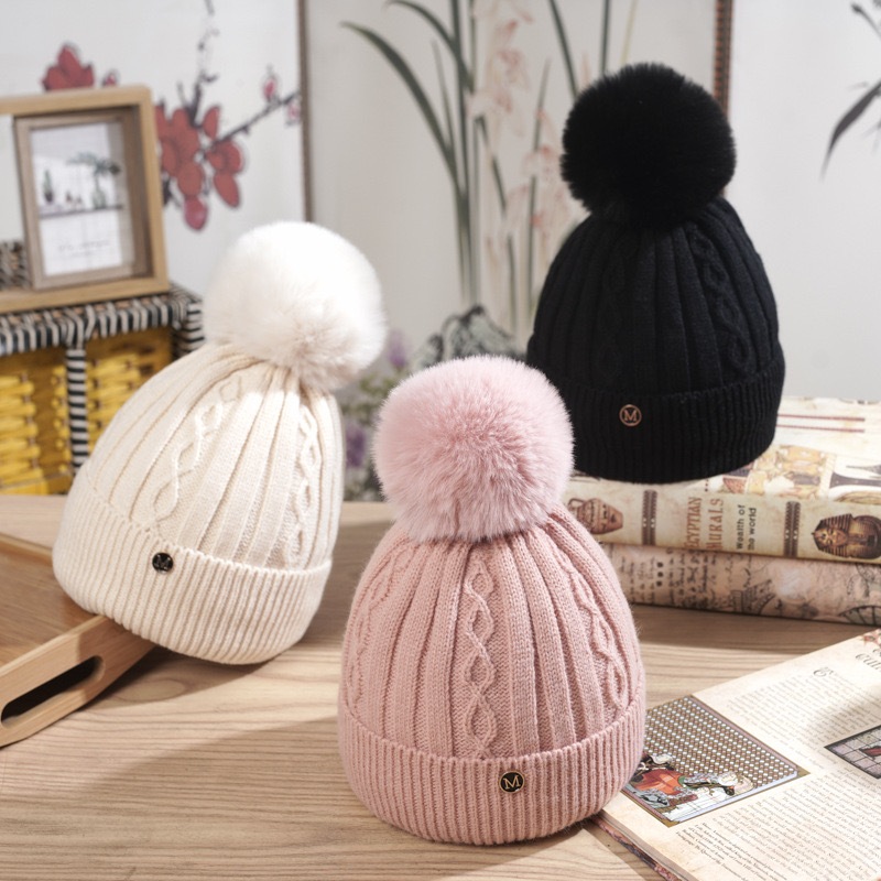 Kupluk Rajut Pompom Kupluk WInter Topi Musim Dingin Wanita Dewasa