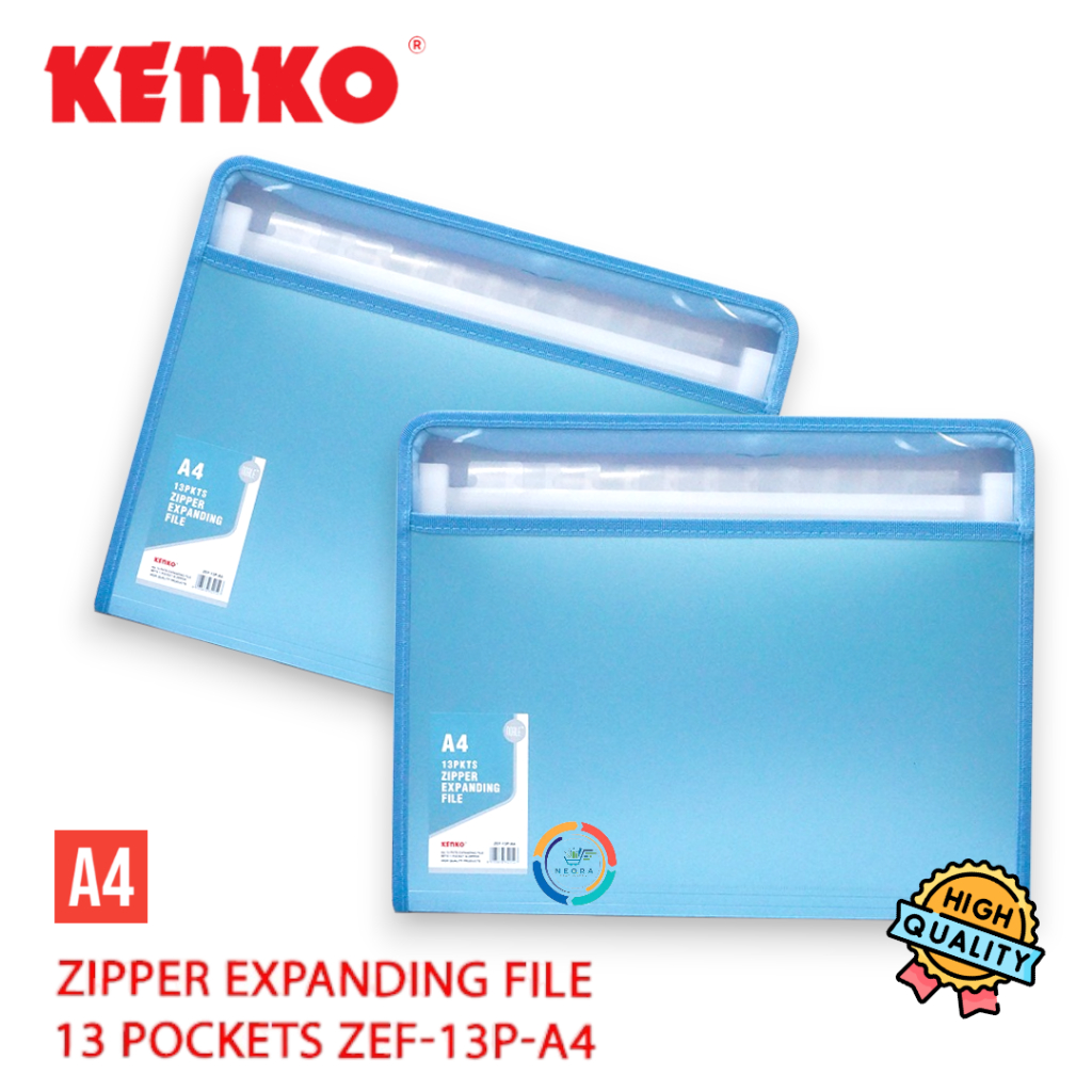 

Kenko Zipper Expanding File | Map Sekat 13 Pockets ZEF-13P-A4