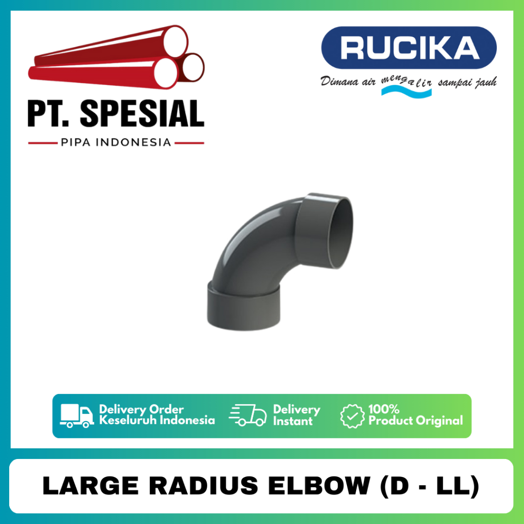Large Radius Elbow D 4 - 6 Inch PVC Rucika / Long Elbow / Large Radius Elbow D - 06