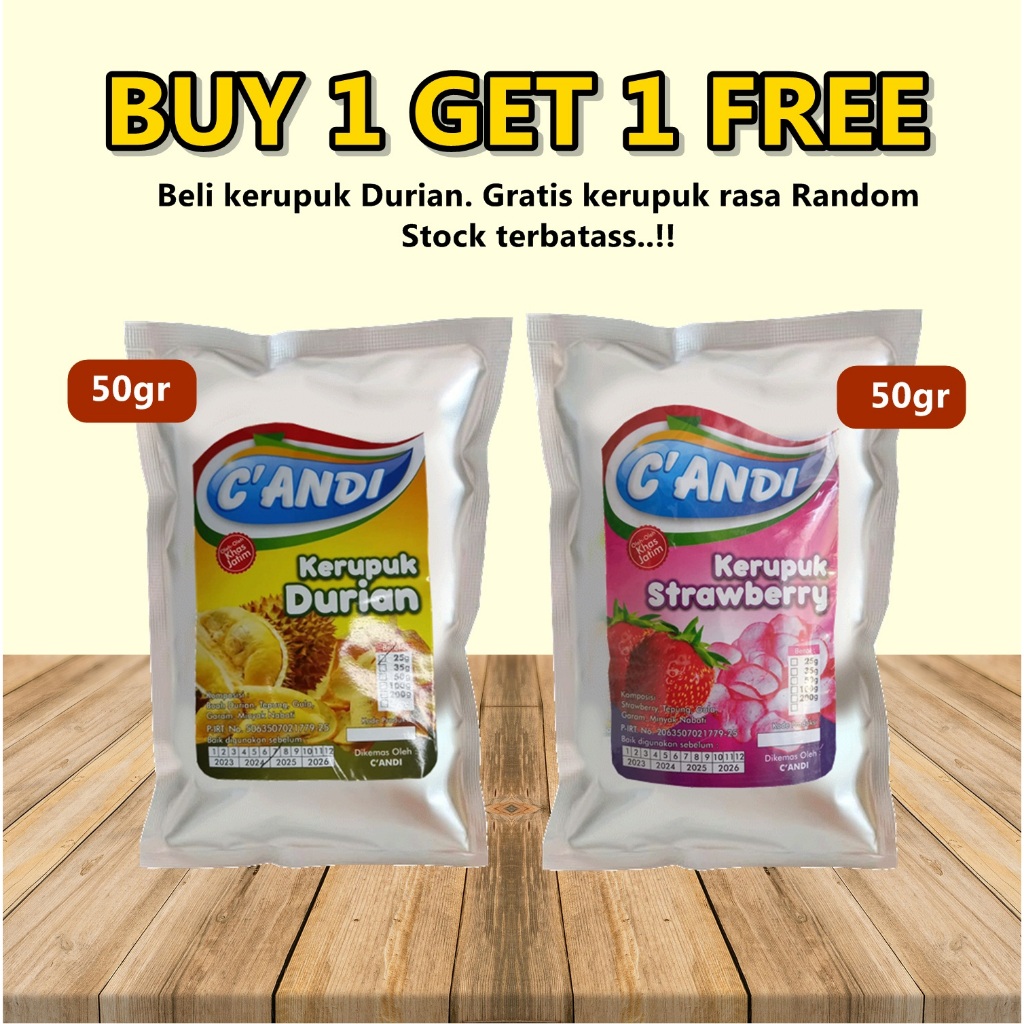 

<BUY 1 GET 1 FREE> KERUPUK BUAH DURIAN GRATIS KERUPUK STRAWBERRY 50 GRAM