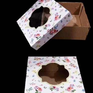 

( 5 pcs ) Dus Coklat Size 25x25x10cm Hampers Kue Brownies Box Eflute Motif Shabby Putih Packaging Pudding