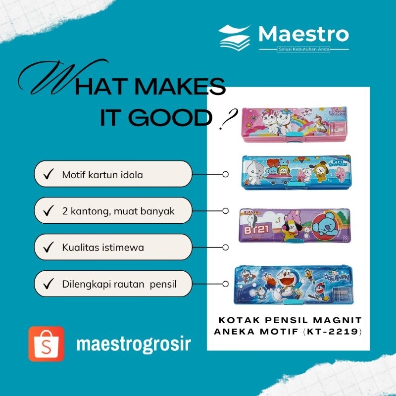 

Pencil Case Magnet KT-2219 / Kotak Pensil Murah / Tepak Pensil Terbaru