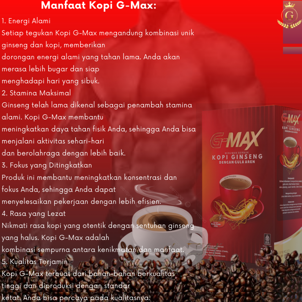 

KOPI GMAX MINUMAN KEJANTANAN PRIA KOPI STAMINA KUAT TAHAN LAMA G MAX ORIGINAL BPOM