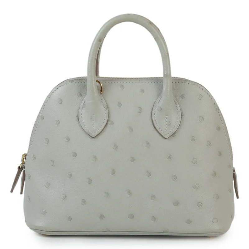HM Ostrich Mini BoIide Parchemin Gold Hardware