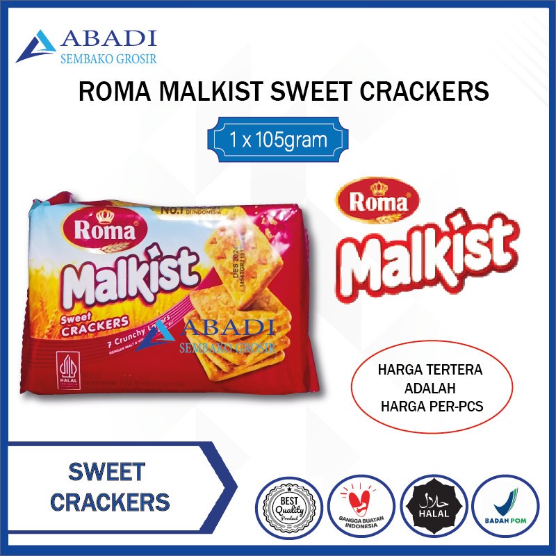 

Biscuit Biskuit Roma Malkist Sweet Crackers 105gram