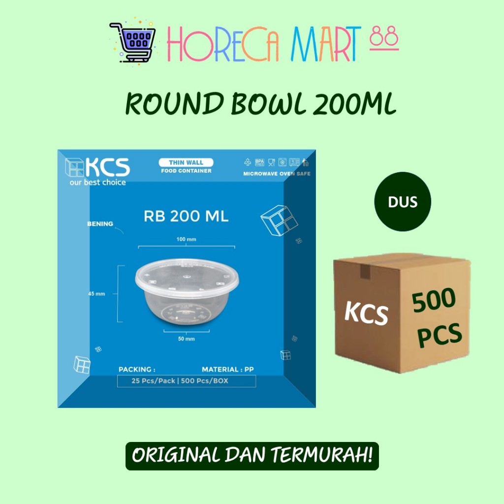 Thinwall Round Bowl 200ml (DUS 500pcs) / Wadah Mangkok Plastik  Bulat - KCS