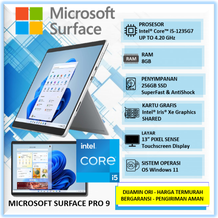 Microsoft Surface Pro 9 Intel i5 1235U 16gb 256gb ssd 13" Pixel Sense Forest