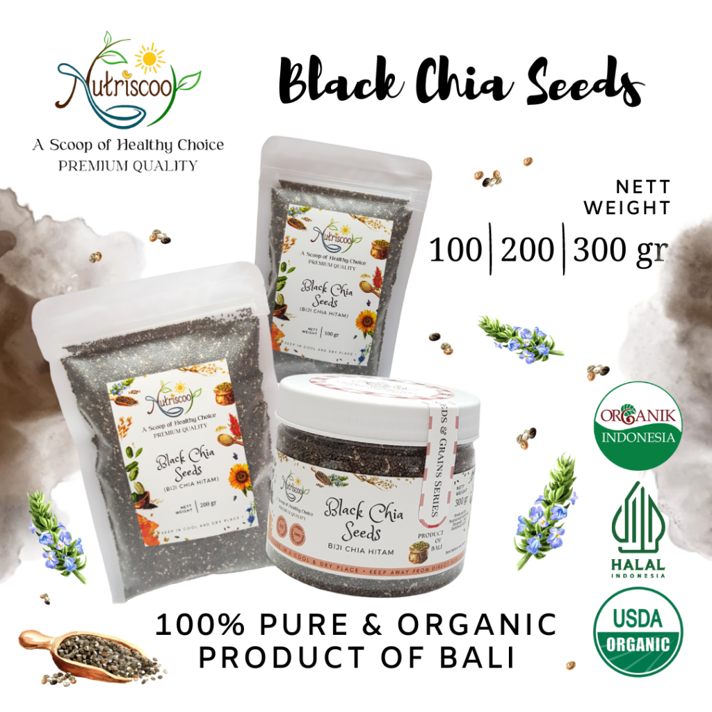 

PREMIUM ORGANIK 100% Biji Chia Hitam/ Black Chia Seed