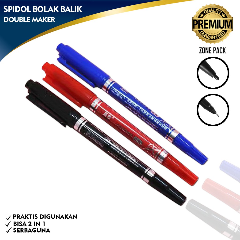 

Spidol Bolak Balik | Spidol Kecil Dua Sisi Permanent | Spidol 2 In 1 | Spidol Permanent | Double Marker | Sepidol | Double Tip Marker Permanent | Double Side Marker | Spidol Twin Tip