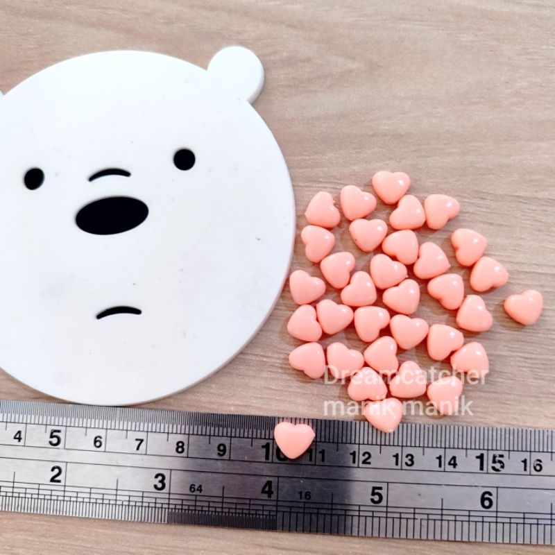 manik manik hati 10 mm pastel mote mute bahan aksesoris