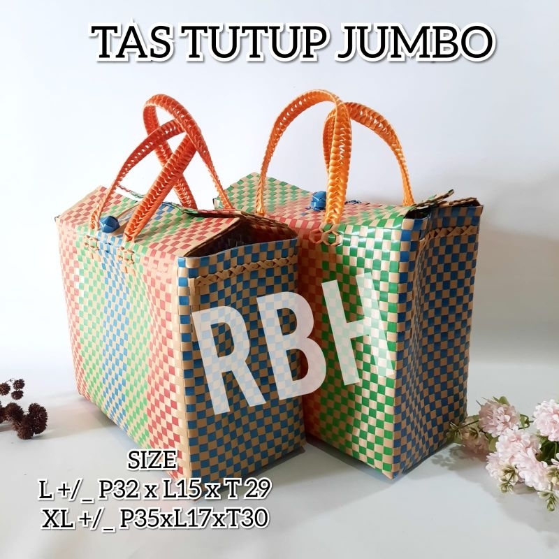 Tas Anyam Lurik Polos Hampers Lebaran Tas Tenteng Belanja Kerajinan Anyam Plastik Motif Besar dan Ju