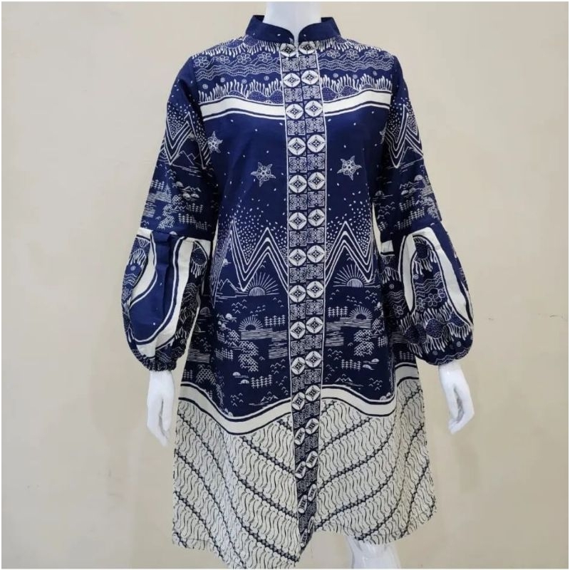 12 MOTIF TUNIK / Tunik Batik Full Trikot Free Masker / Dress Wanita / Blouse Wanita / Atasan Batik /