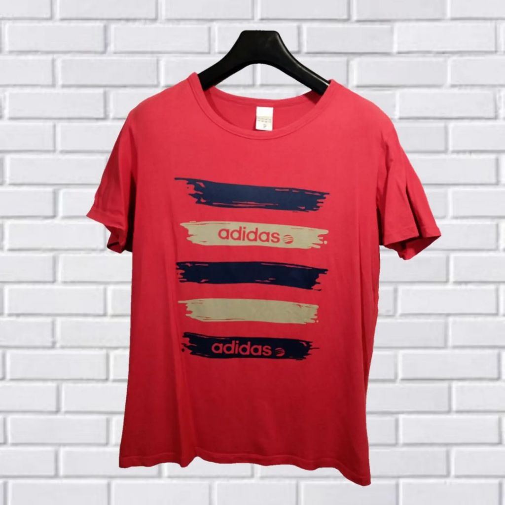 KAOS ADIDAS NEO LABEL, SIZE L (SECOND BRANDED) MERAH PEKAT, TS0163