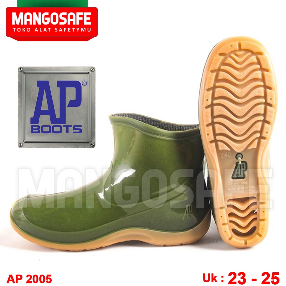 KODE J48H AP Boots 25 Sepatu Karet Wanita Hijau  Sepatu PVC Boot Hujan Pendek Anti Air  APBoots Sepa